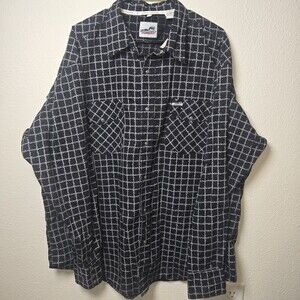 Cowboy Hardware Western Snap Shirt Mens 2XL Black Barbed Wire Print Y2K Rodeo